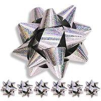 NDN LINE Gift Ribbon Bows for Presents | 6 Pack | Silver