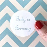 Sweet Thymes 40 Baby is Brewing Sticker | Baby Shower Favor Bag Circle Sticker | Baby Boy Blue Favor Bag Gift Label | Envelope Seal Package Sticker