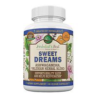 Sweet Dreams by Herbalist’s Best | Natural Sleep Aid Herbal Supplement with Valerian Root Ashwagandha Lemon Balm Passion Flower & More | Non Habit Forming | Adrenal Support |Stress Relief Zen & Calm