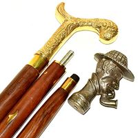 Nautical Gift Decor Vintage Look Victorian Ornate Brass Handle Walking Stick/Cane