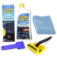 Cerama Bryte - Complete Cooktop Cleaning Kit - Includes 28 oz Cooktop Cleaner, 10 Cleaning Pads, 1 POW-R Grip Pad Tool, 1 Scraper, and 1 Microfiber Cloth