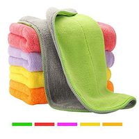 5 Extra Thick Microfiber Cleaning Cloths with 5 Bright Colors, Super Absorbent Dust Cloths Buffing Cloths with Two Color on Two Side, Lint Free Streak Free for Tackling Any Cleaning Job with Ease