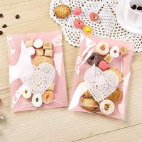 100 Pcs Lovely Lace Heart Shaped Print Self Adhesive OPP Bags for Pack DIY Soap Cookies Candy Bakery DIY Plastic Bag