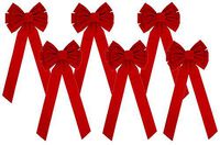 Iconikal 10-Loop Red Velvet Bows 11.5 x 26-Inch, 6-Pack
