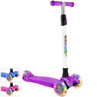 BELEEV Kick Scooter for Kids 3 Wheel Scooter for Toddlers Girls & Boys, 4 Adjustable Height, Lean to Steer with PU LED Light Up Wheels for Children from 3 to 14 Years Old (Purple)