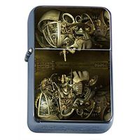 Steampunk Flip Top Oil Lighter Em1 Smoking Cigarette Silver Case Included