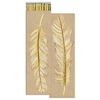 HomArt - Long Match Box Set of 2 - Ruffled Feather - Gold Foil - White