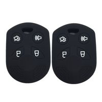 Ezzy Auto A Pair Black 4 Buttons Silicone Rubber Key Fob Case Key Covers Key Jacket Skin Protector fit for Ford