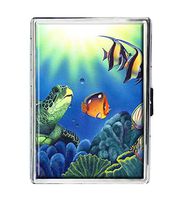Turtle Dreams Design Stainless Steel ID Cigarettes Case Holder Stylish Credit Card Wallet