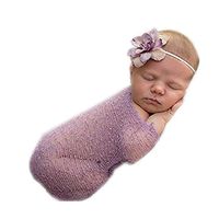 Newborn Baby Photo Props Boy Girls Blanket Backdrop Rainbow Wrap Cloth Photo Shoot Outfits Baby Photography Props (Purple)