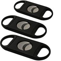 Prestige Import Group Large Black ABS Plastic Double Black Guillotine Cigar Cutter - Cuts up to 60 Ring Gauge - 3 Pack
