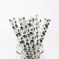 IPALMAY 100 Count Paw Print Biodegradable Drinking Paper Straws, 20CM Straw for Party, Home Supply