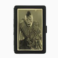 Perfection In Style Black Color Metal Cigarette Case Vintage Creepy Clowns Design 006