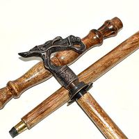 Hello Nauticals Store Solid Brass Dragon Head Handle Brown Wooden Cane Walking Stick