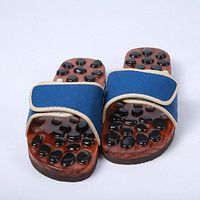DMMSS Natural Cobblestone Magnetic Therapy Massage Slippers Acupuncture Shoes, Blue, 42