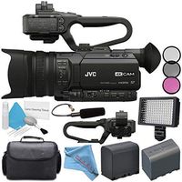 JVC GY-HM170UA 4KCAM Compact Professional Camcorder with Top Handle Audio Unit + BNV-F823 Replacement Lithium Ion Battery + Professional 160 LED Video Light Studio Series Bundle