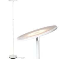 Brightech Sky LED Torchiere Super Bright Floor Lamp - Contemporary, High Lumen Light for Living Rooms & Offices - Dimmable, Indoor Pole Uplight for Bedroom Reading - White