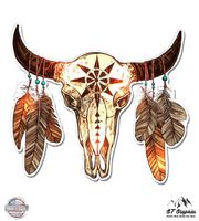GT Graphics Cow Skull Trendy Native American Ethnic Spiritual - 8" Vinyl Sticker - for Car Laptop I-Pad - Waterproof Decal