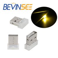 Bevinsee Mini USB Led Light For Car Plug-In 5V Lamp Interior Ambient Lighting Kit,Yellow,3pcs