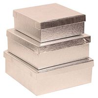 JAM PAPER Square Gift Box Nesting Set - Silver - 3/Pack