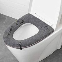 Efaster Toilet Seat Cover Pads with Zipper, Winter Warm Toilet Seat Cushion Mat, Washable Bathroom Soft Thick Toilet Lid Seat Cover Pads Toilet Lids Covers, Best Gift for Your Family (Black)