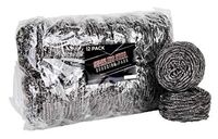 brheez Stainless Steel 3" Scouring Pads - Heavy Duty Industrial & Commercial Individually Wrapped Scrubbing Sponges (Pack of 12) - 50 Grams