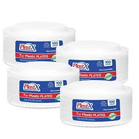 400 Count, PlastX Disposable 7 inch White Plastic Dinnerware Luncheon Plates, Microwavable, Great For Home, Office, Wedding, Parties, or Everyday Use, 4 Packs