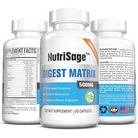 Super Digestive Enzyme Supplement - 500mg - Powerful Plant Based Enzymes – Supports Gastrointestinal Tract Health & Nutrient Absorption – Relieves Bloating – Made in USA - 60 Capsules
