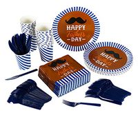 Happy Father's Day Party Supplies – Serves 24 – Includes Plates, Knives, Spoons, Forks, Cups and Napkins. Perfect Father's Day Party Pack for Dads & Father's Day Themed Parties.
