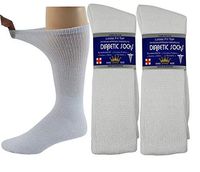 Different Touch 12 Pairs Physician Approved Therapeutic Loose Fit Diabetic Socks (White/Crew, 10-13 / Fit Men's Shoe 7-12)