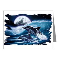 Note Card Moon Dolphins Ocean Life