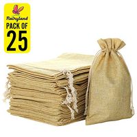 FLAIRYLAND 3.7 X 5.3 inch Linen Burlap Bags with Jute Drawstring for Gift Bags Wedding Party Favors Jewelry Pouch, Christmas Birthday Presents, Snack Sacks and DIY Craft Arts Projects, Lot of 25