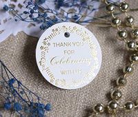 Thank You Gift Tags Gold Foil, 30-Pack, Wedding Favor Tags, Bridal Shower Gift Tags Thank You for Celebrating with Us for Baby, 16 Birthday or Wedding Decor.(Golden1)