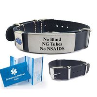 No Blind NG Tubes No NSAIDS Top Grain Leather Medical ID Bracelet. Choose Color!