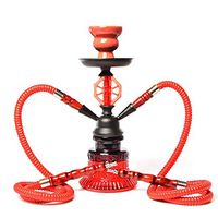 QWERDF 2 Hose Hookah Complete Set,Silicone Tube Ceramic Bowl Hookah 11" Nysa Water Shisha Bong Glass Handcrafted Glass Base,B
