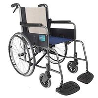 XIGUAN Aluminum Alloy Manual Collapsible Wheelchair, Breathable Cotton and Linen Cushion Armrest Non-Slip Handwheel Inflatable Tire Portable Wheelchair