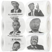 Fairly Odd Novelties Donald Trump & Barack Obama Toilet Paper, Set of 6 Rolls Funny Novelty USA Politics Gag Gift
