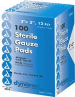 Dynarex Gauze Pad 3" x 3",12-Ply, Sterile (Box of 100)
