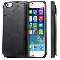 NEXCURIO Leather Silicone Case for iPhone 6S Plus / 6 Plus, Shockproof Anti-Scratch Shock Absorption Protective Cover Case for Apple iPhone 6SPlus / 6Plus - NEKTU130012 Black