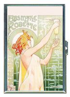 ALPHONSE MUCHA ABSINTHE ART NOUVEAU PIN-UP Double-Sided Cigarette Case, ID Holder, Wallet with RFID Theft Protection