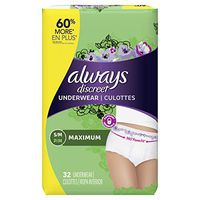 Always Discreet Incontinence & Postpartum Underwear for Women, Small/Medium, 32 Count, Maximum Protection, Disposable (32 Count)