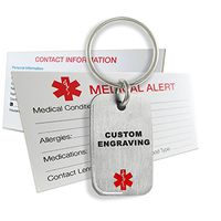 My Identity Doctor - Custom Engraved Medical Alert Dog Tag Keychain, 316L Stainless Steel, Red Symbol