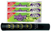 Herb Airtight Tube Pocket Protector with Juicy Jay's White Grape 1.25 Flavored Hemp Rolling Papers 3 Count DC Crafts Nation- Happy Face