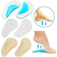 6pcs 3 Colors Arch Support Insoles Cushions for Flat Feet, Plantar Fasciitis, Relieve Pain & Reduces Pressure, Gel Orthopedic Orthotic Insoles, Adhesive Arch Pad for Women Men (Clear, Blue, Beige)