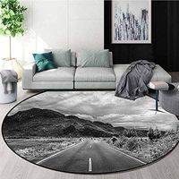 RUGSMAT Landscape Non-Slip Area Rug Pad Round,Vintage Road Trip Nature Home Decor Area Rug Round-63