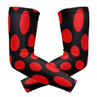 LEVEIS Red Black Spots Polka Dots Arm Sleeves UV Protection for Men Women Sunblock Protective Gloves Running Golf Cycling Driving Long Arm Cover 1 Pair