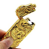 Padgene Shake Electronic Pulse Arc Cigarette Lighter, Dragon Flameless USB Rechargeable Arc Lighter, Gold