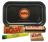 Bundle - 5 Items - RAW King Size Supreme, 110 Roller and Pre-Rolled Tips with Rolling Paper Depot Rolling Tray (Carbon) and KewlTube