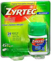 Zyrtec Allergy 10 mg Tablets 45 ea (Pack of 2)
