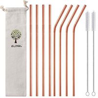 ALINK 10.5" Long Reusable Rose Gold Metal Drinking Straws with Silicone Covers, 8-Pack Stainless Steel Straws for 30oz / 20oz Yeti/Rtic Tumblers with Cleaning Brush and Carrying Case